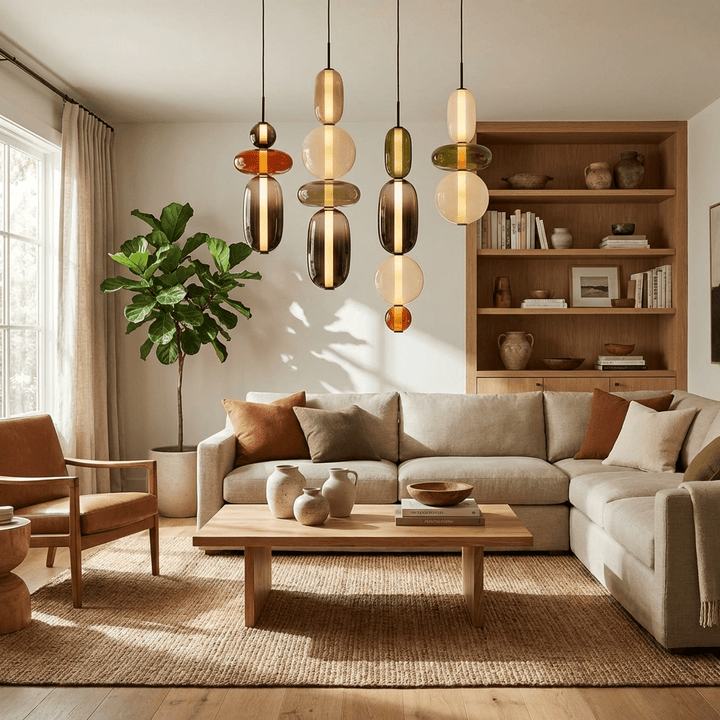 Lampa wisząca z cukrowego szkła