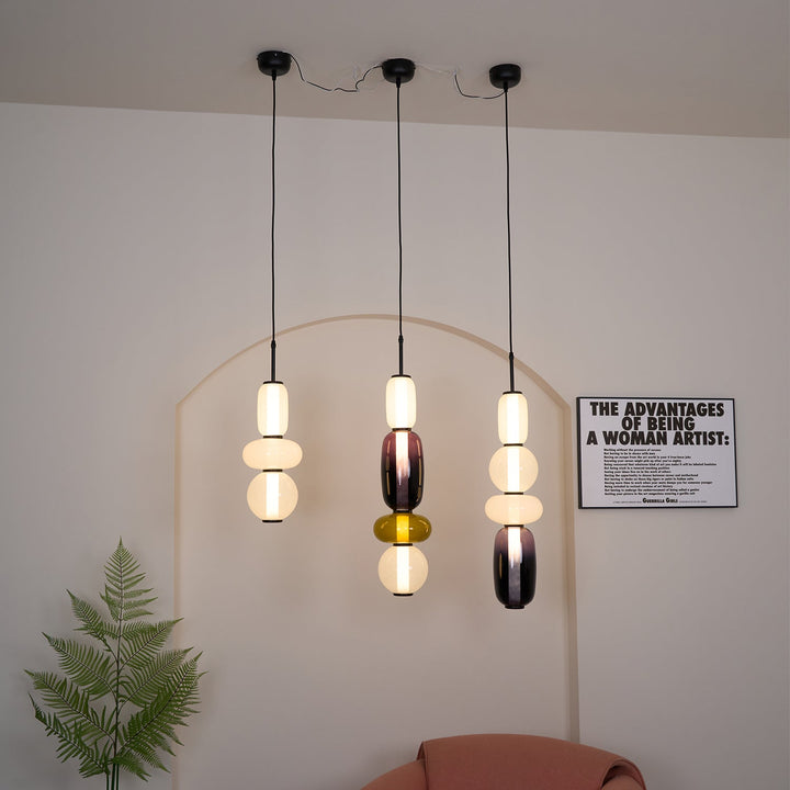 Lampa wisząca z cukrowego szkła
