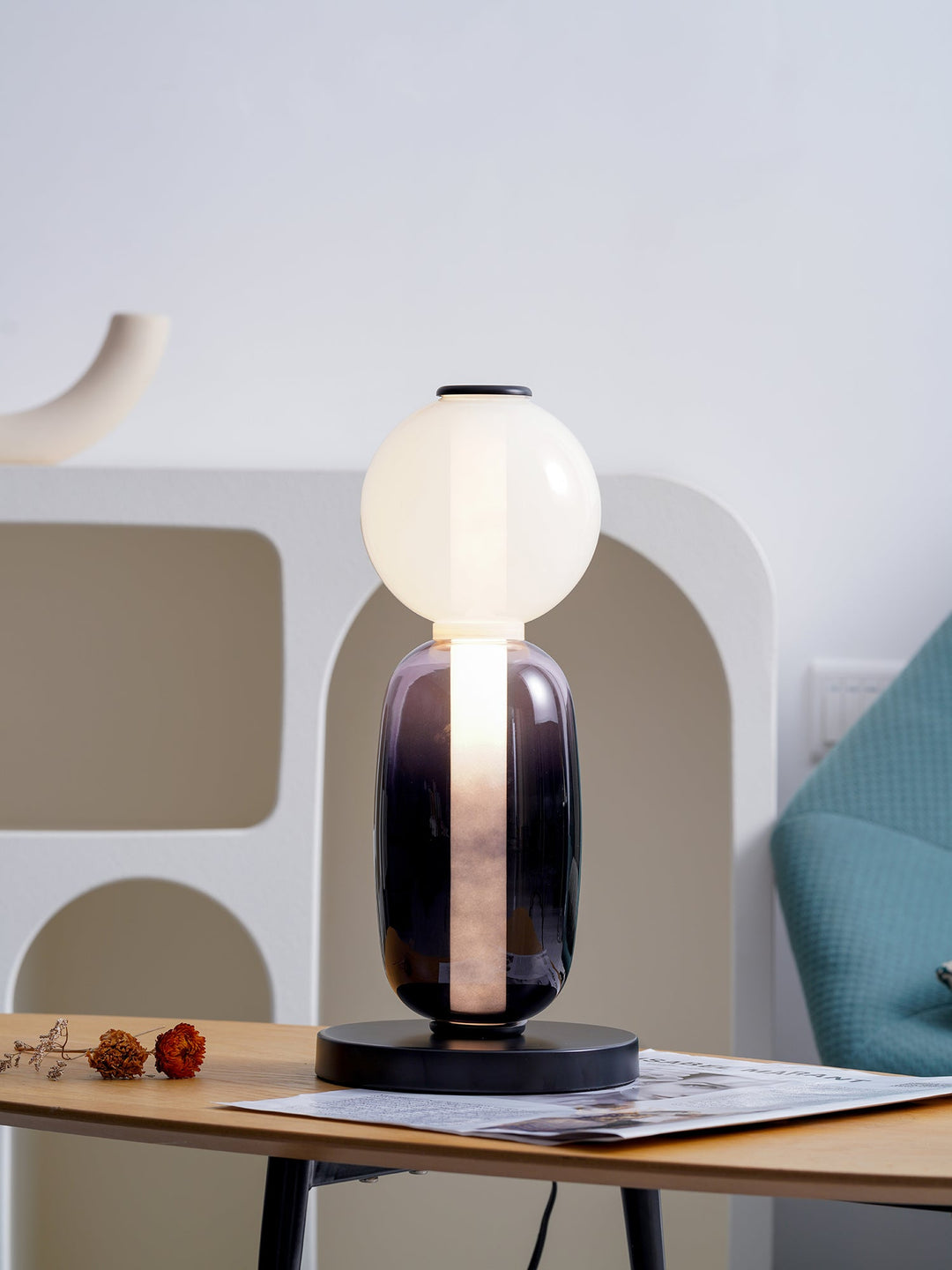 Lampa Stołowa Szklana Kandyzowana