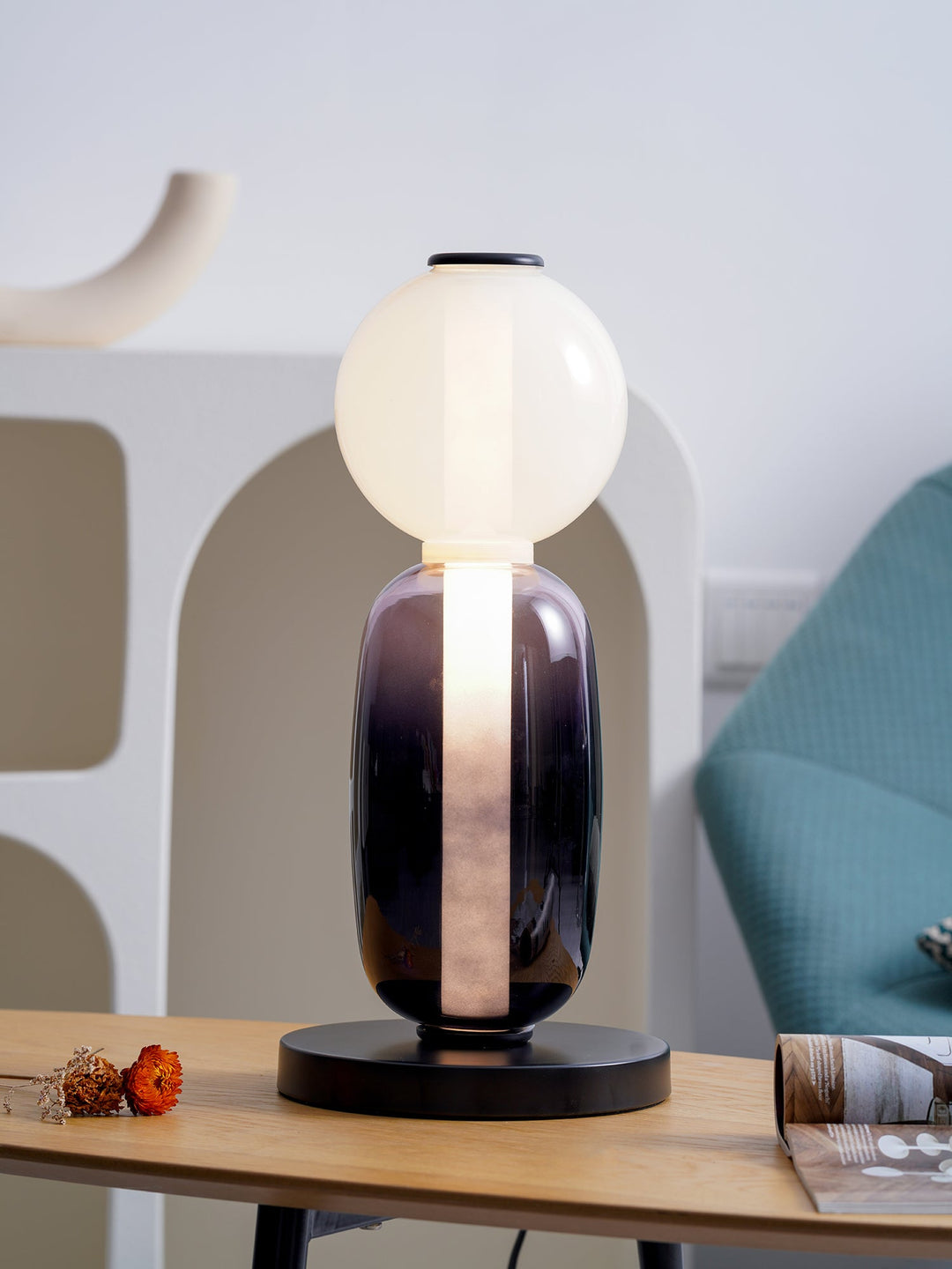 Lampa Stołowa Szklana Kandyzowana