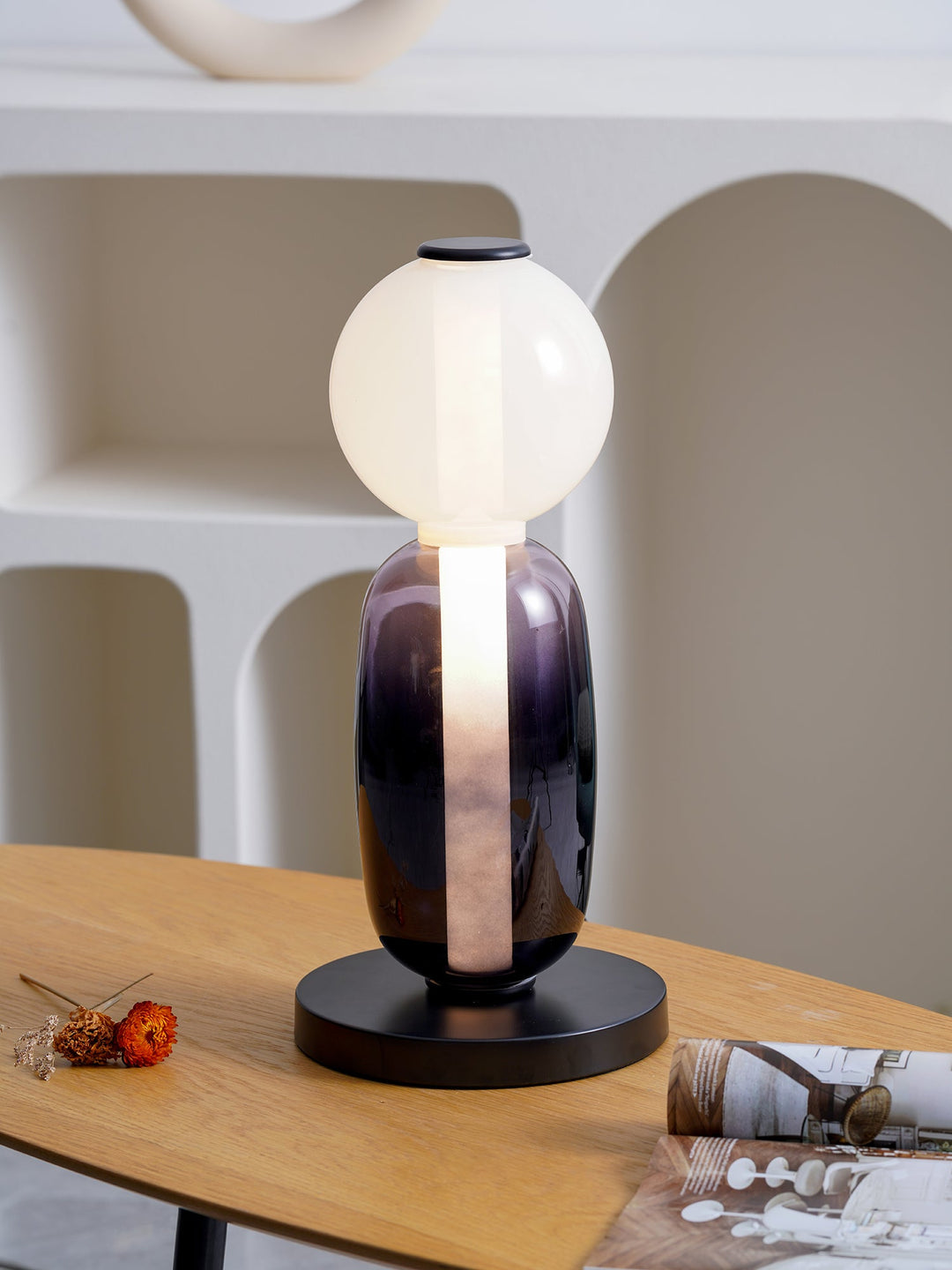 Lampa Stołowa Szklana Kandyzowana