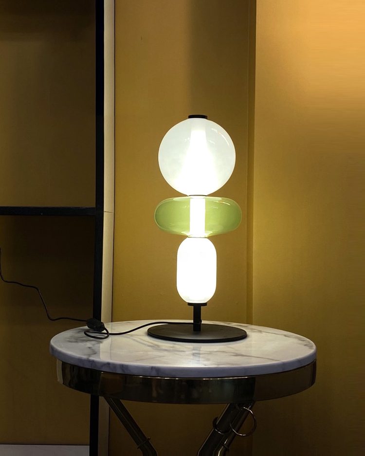 Lampa Stołowa Szklana Kandyzowana