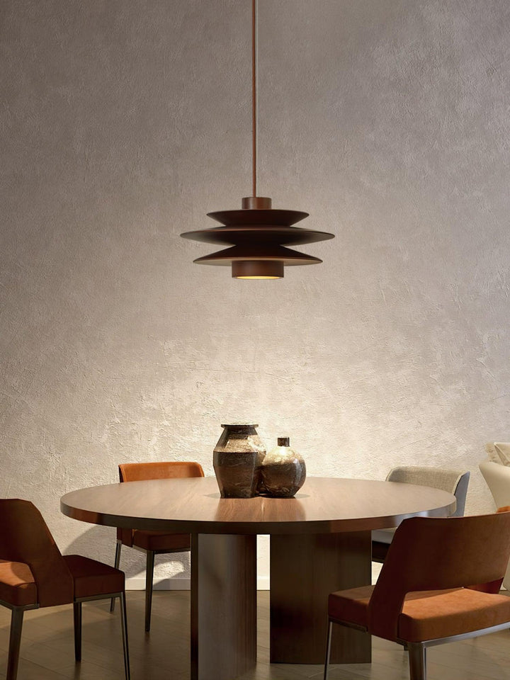 Lampa wisząca z drewnianym dyskiem Cascade