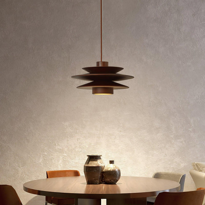 Lampa wisząca z drewnianym dyskiem Cascade