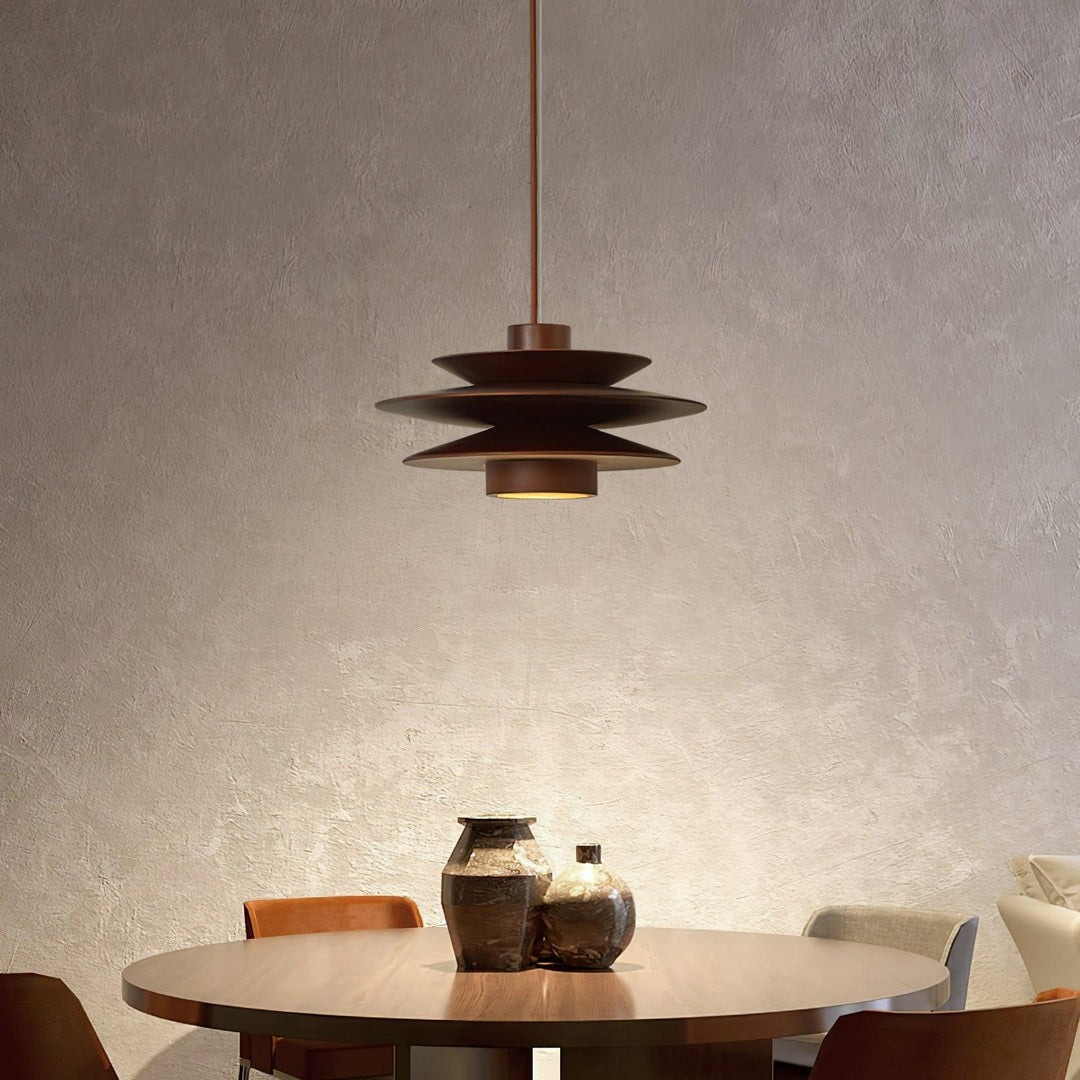 Lampa wisząca z drewnianym dyskiem Cascade