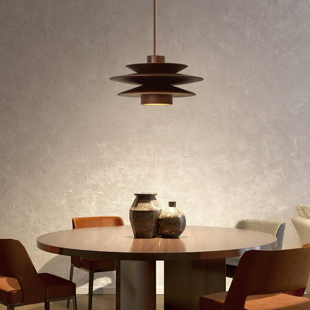 Lampa wisząca z drewnianym dyskiem Cascade