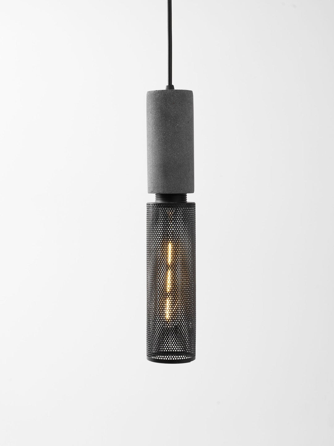 Lampa wisząca z siatki cementowej