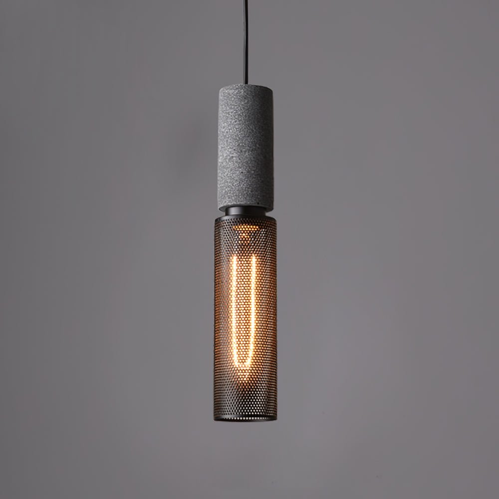 Lampa wisząca z siatki cementowej