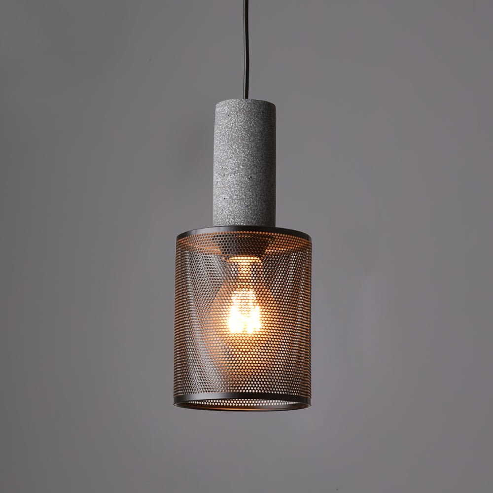 Lampa wisząca z siatki cementowej