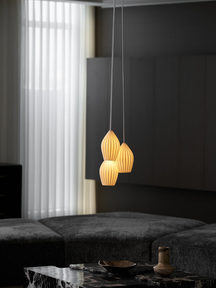 Ceramiczna Lampa Wisząca z Żebrowaniem