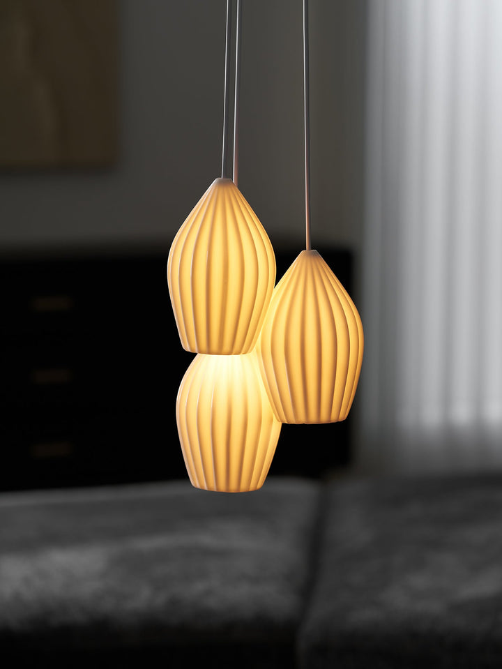 Ceramiczna Lampa Wisząca z Żebrowaniem