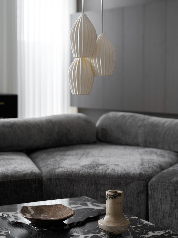 Ceramiczna Lampa Wisząca z Żebrowaniem