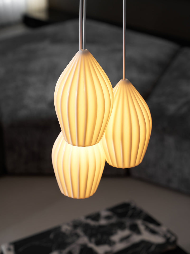 Ceramiczna Lampa Wisząca z Żebrowaniem