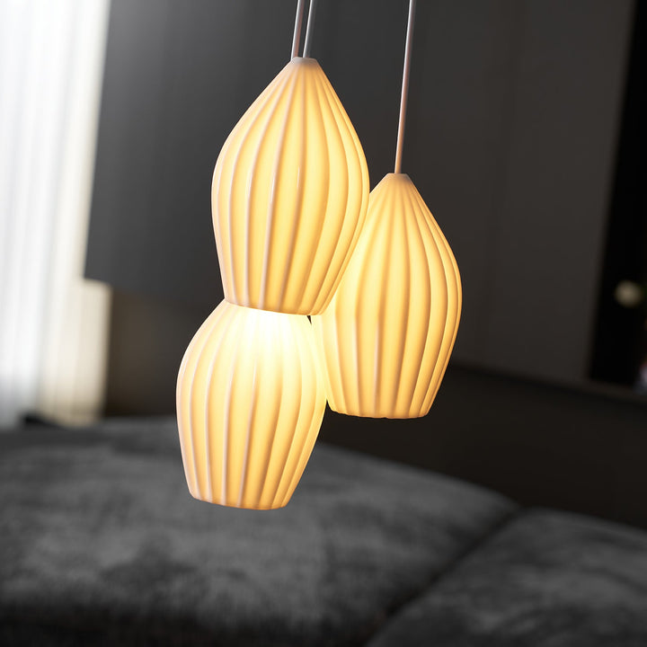 Ceramiczna Lampa Wisząca z Żebrowaniem