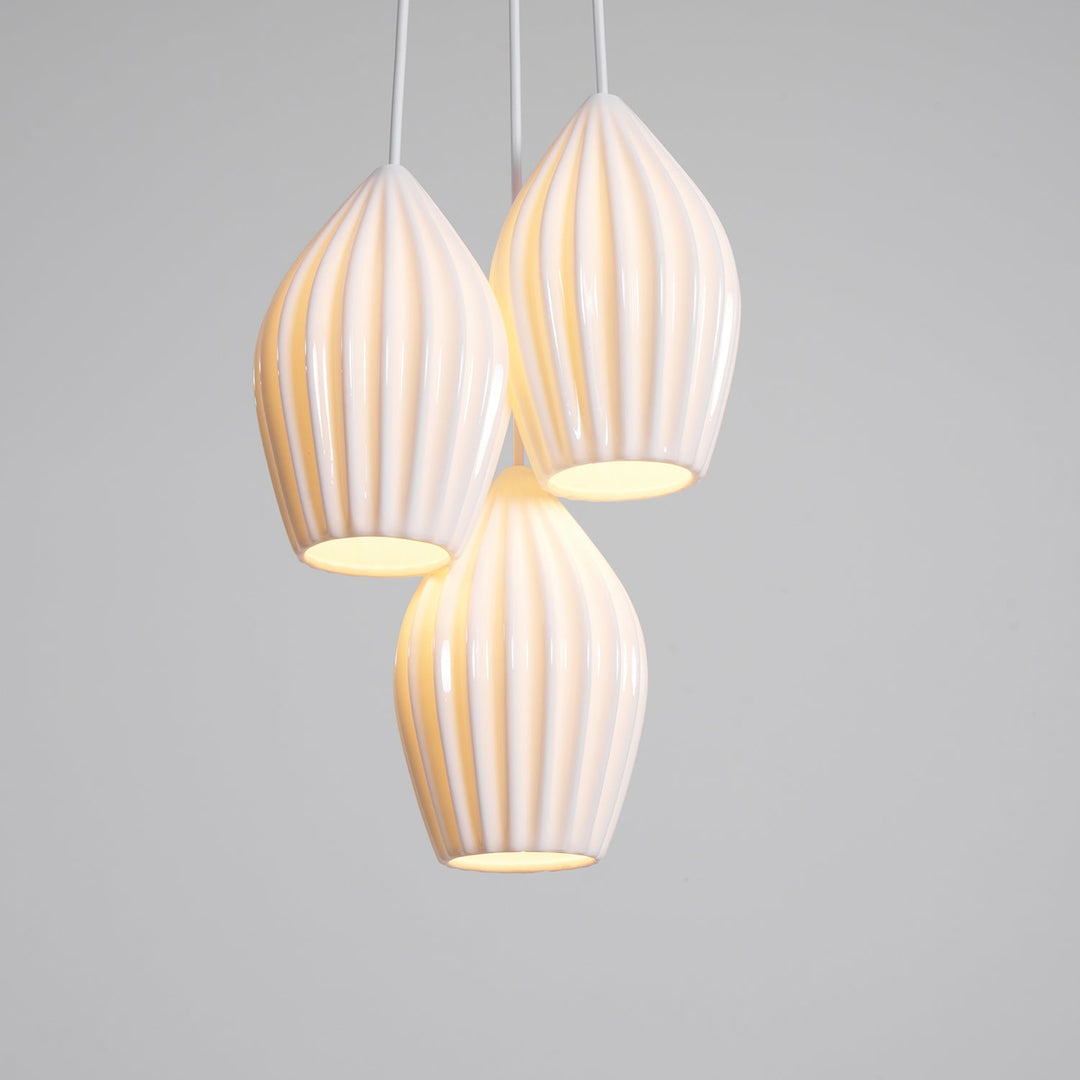 Ceramiczna Lampa Wisząca z Żebrowaniem