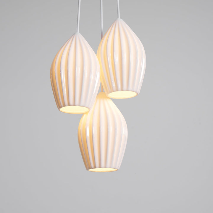 Ceramiczna Lampa Wisząca z Żebrowaniem