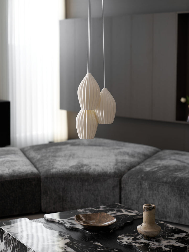Ceramiczna Lampa Wisząca z Żebrowaniem