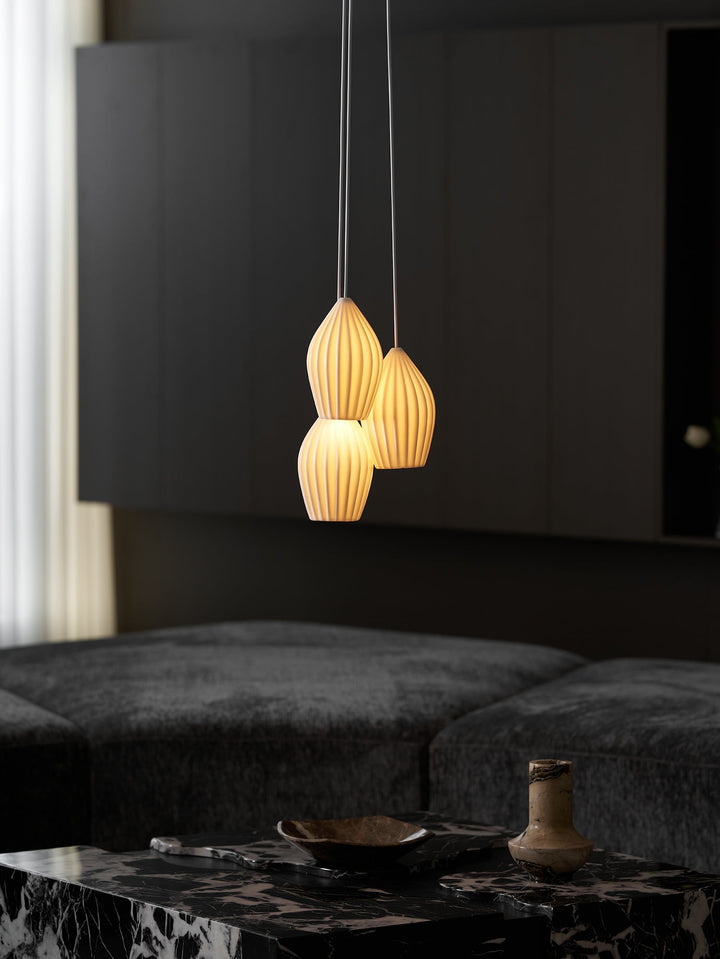 Ceramiczna Lampa Wisząca z Żebrowaniem