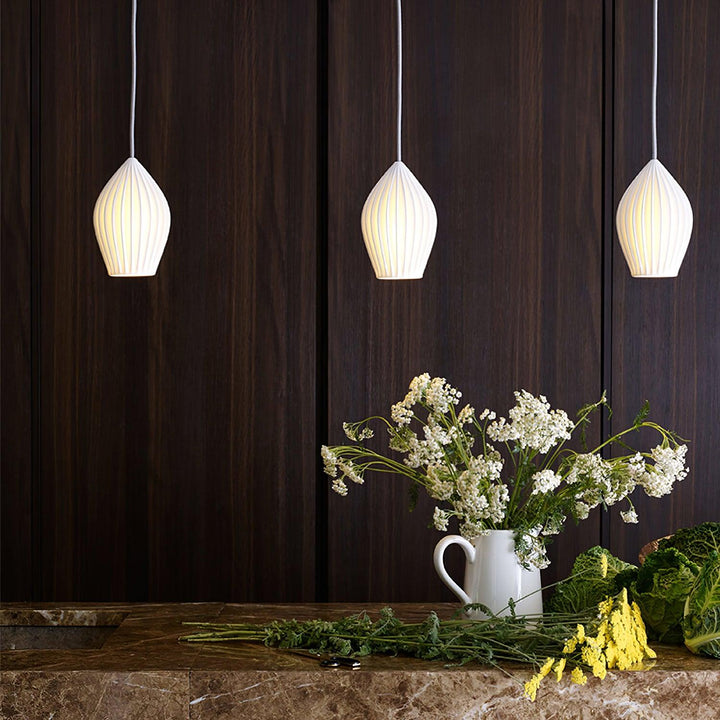 Ceramiczna Lampa Wisząca z Żebrowaniem