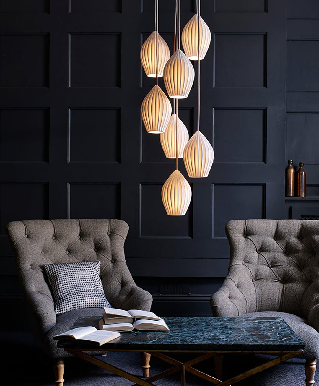 Ceramiczna Lampa Wisząca z Żebrowaniem