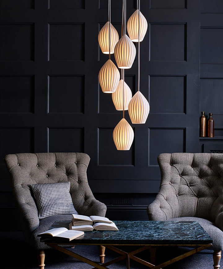 Ceramiczna Lampa Wisząca z Żebrowaniem