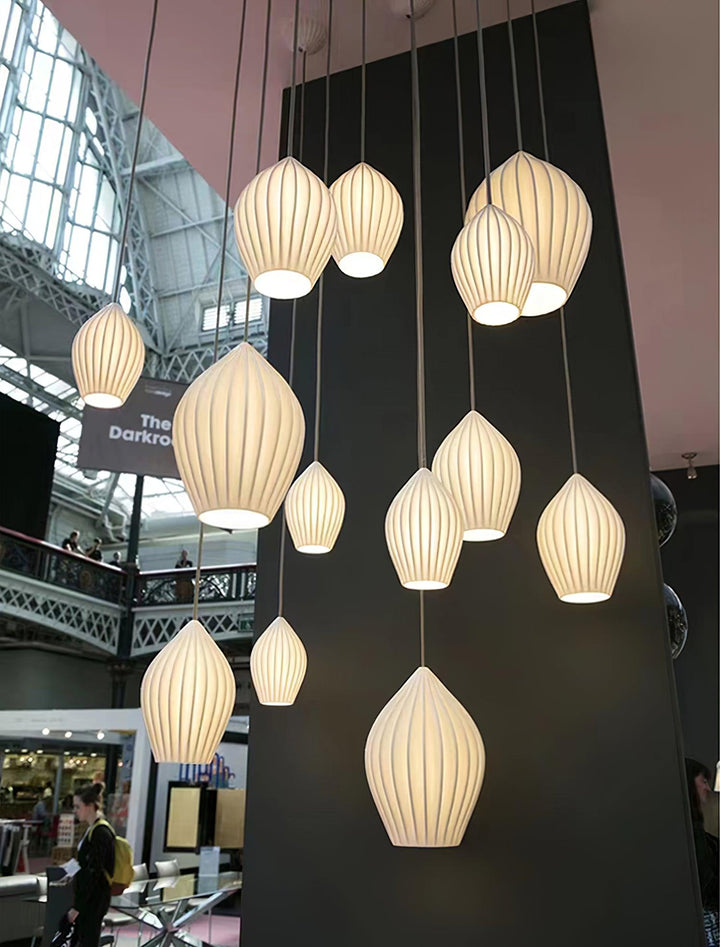 Ceramiczna Lampa Wisząca z Żebrowaniem