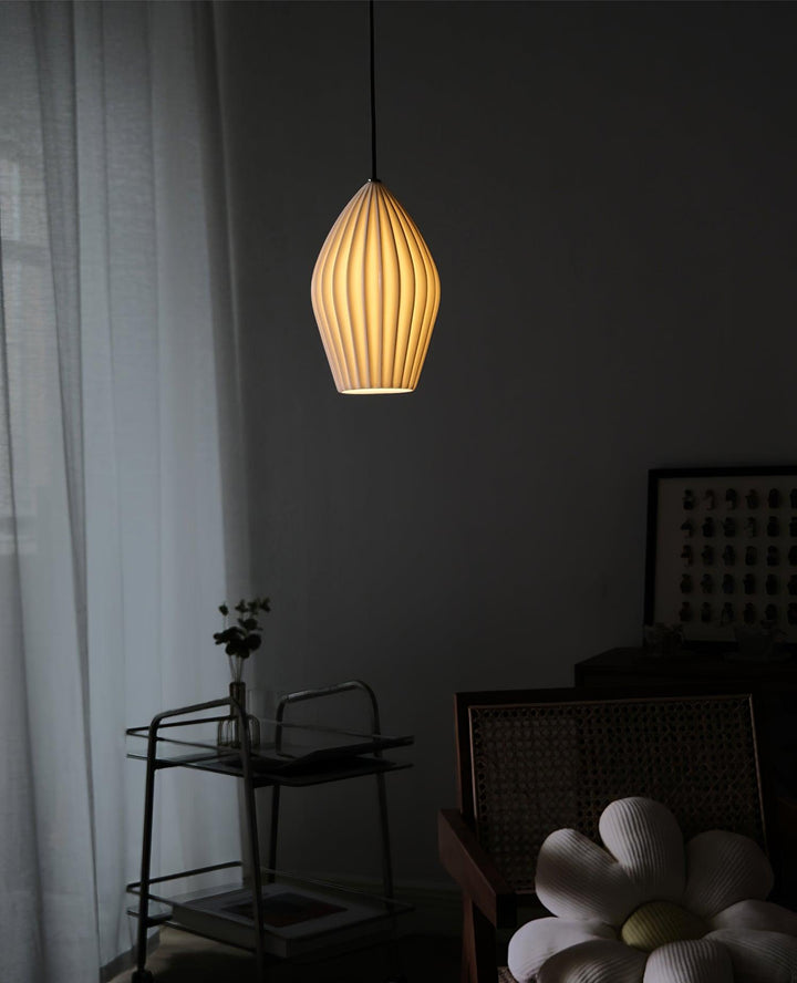 Ceramiczna Lampa Wisząca z Żebrowaniem