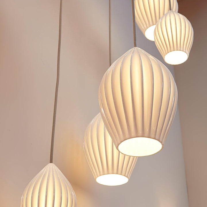 Ceramiczna Lampa Wisząca z Żebrowaniem