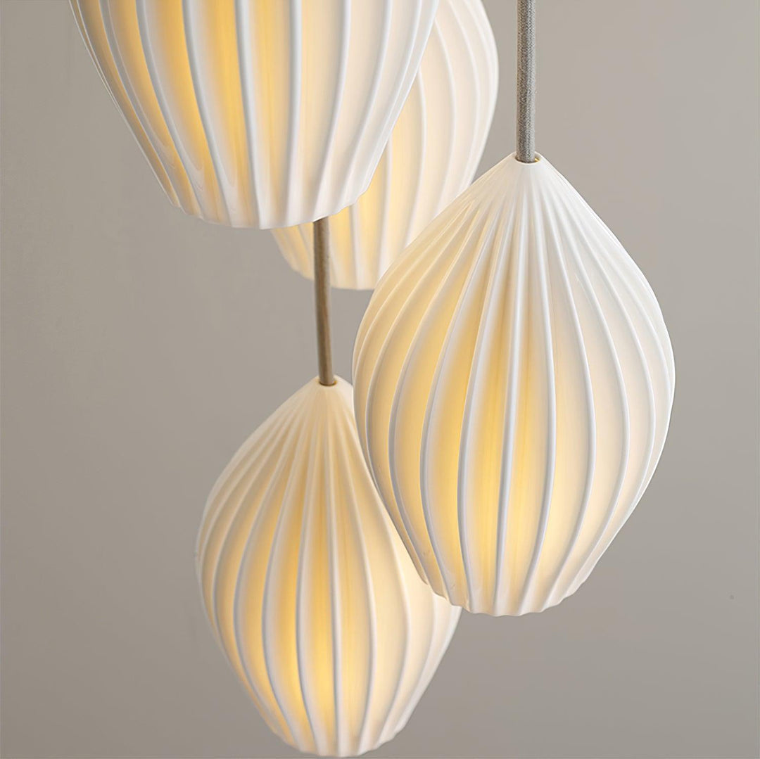 Ceramiczna Lampa Wisząca z Żebrowaniem