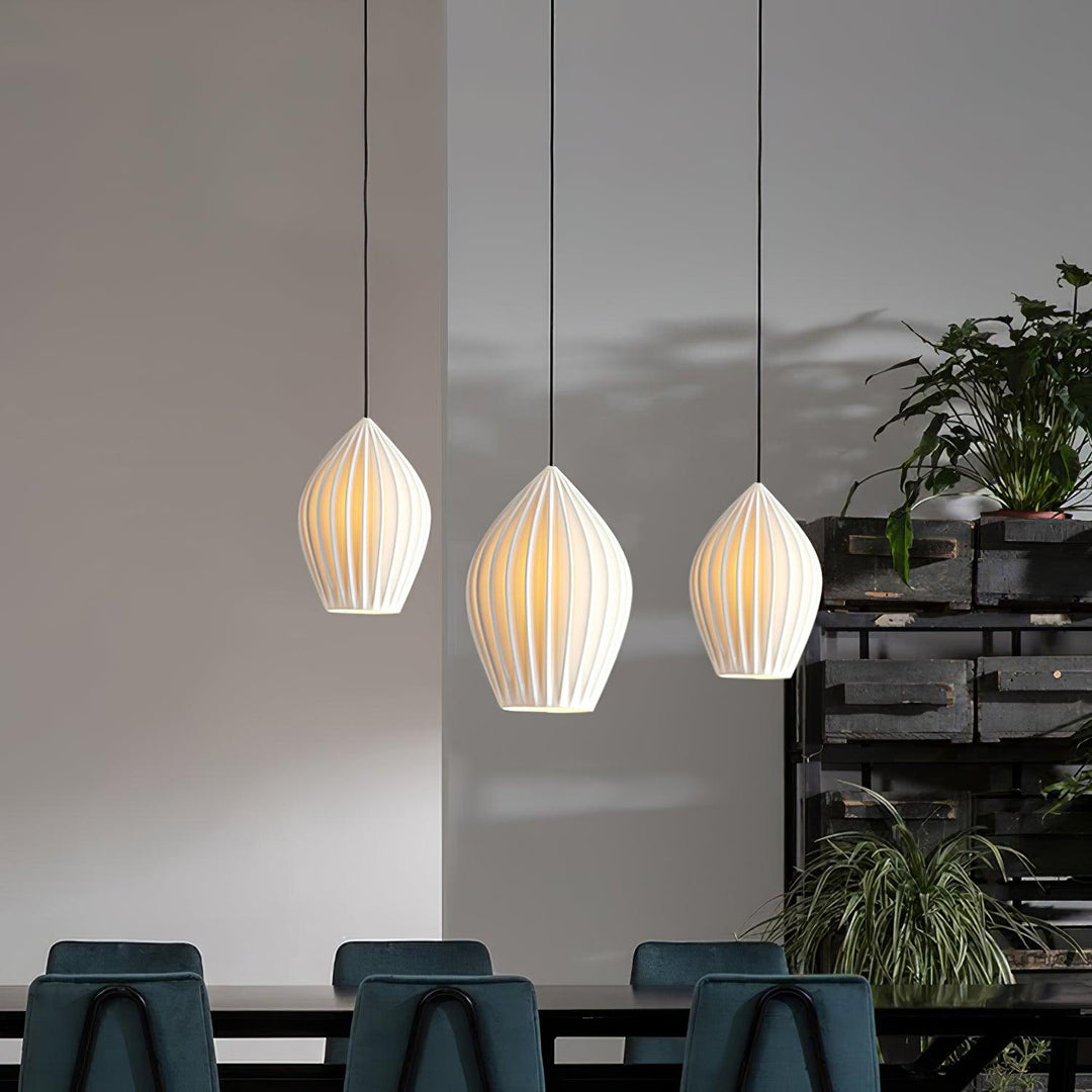Ceramiczna Lampa Wisząca z Żebrowaniem