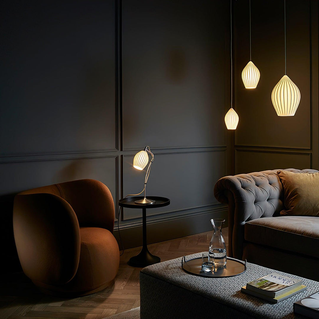 Ceramiczna Lampa Wisząca z Żebrowaniem