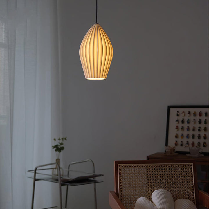 Ceramiczna Lampa Wisząca z Żebrowaniem