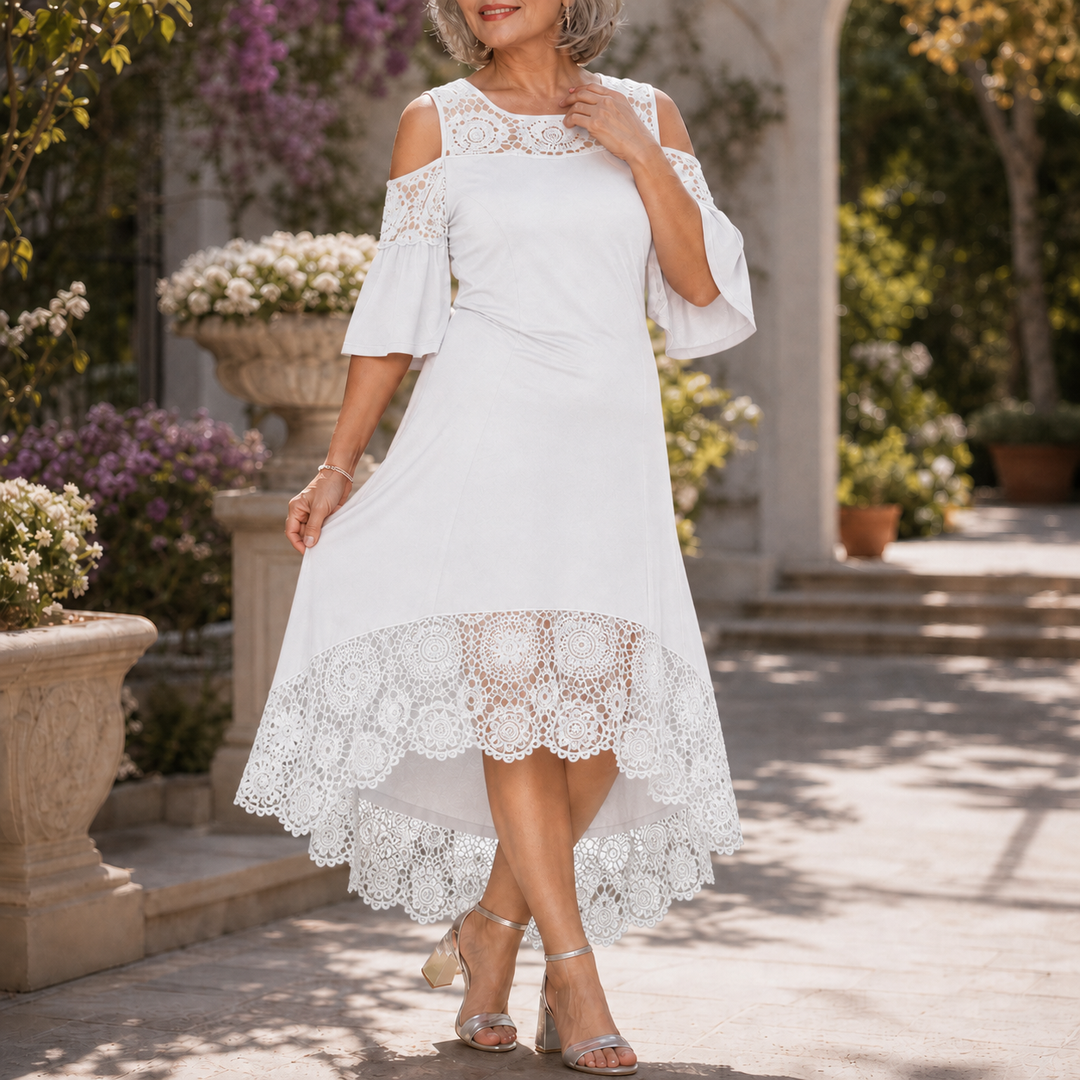 Wearbella – Sukienka midi z koronkowym dołem, odkrywająca ramiona