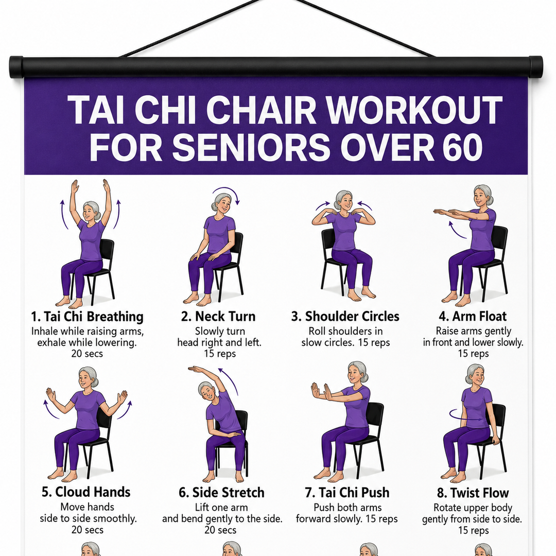 Steadwell – Plakat Tai Chi do ćwiczeń w pozycji siedzącej i stojącej