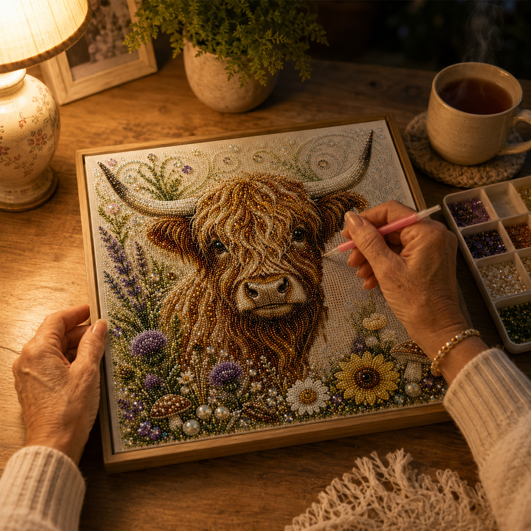 Hoofield – Zestaw Sztuki Perłowej z Highland Cow