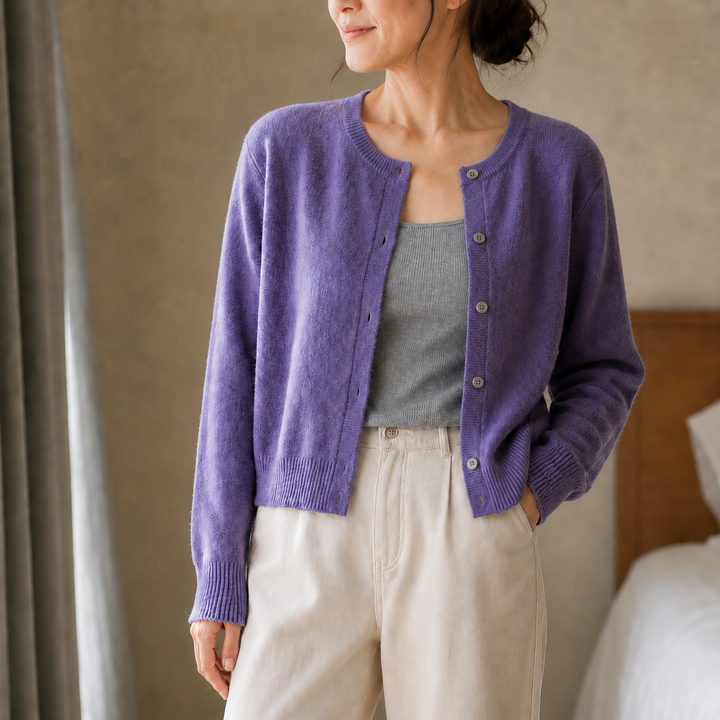 Wearbella – Krótki kardigan z przyciskami i miękkiego dzianiny