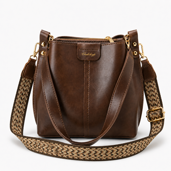 Bellora – Vintage Bucket Shoulder Bag z Plecionym Paskiem