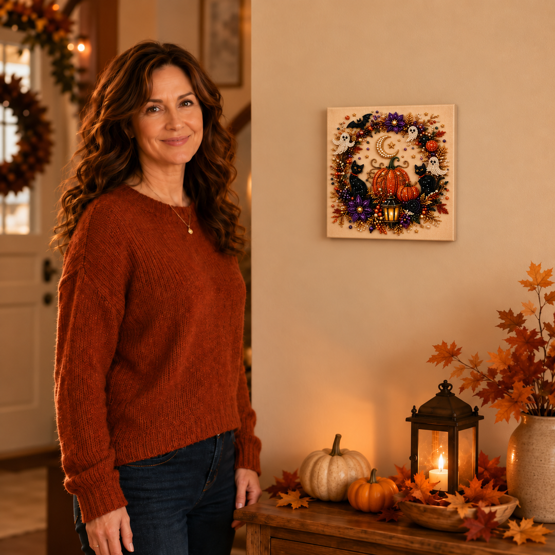Beadory – Zestaw do tworzenia biżuterii na Halloween z perłowymi koralikami, przytulna sztuka ścienna DIY