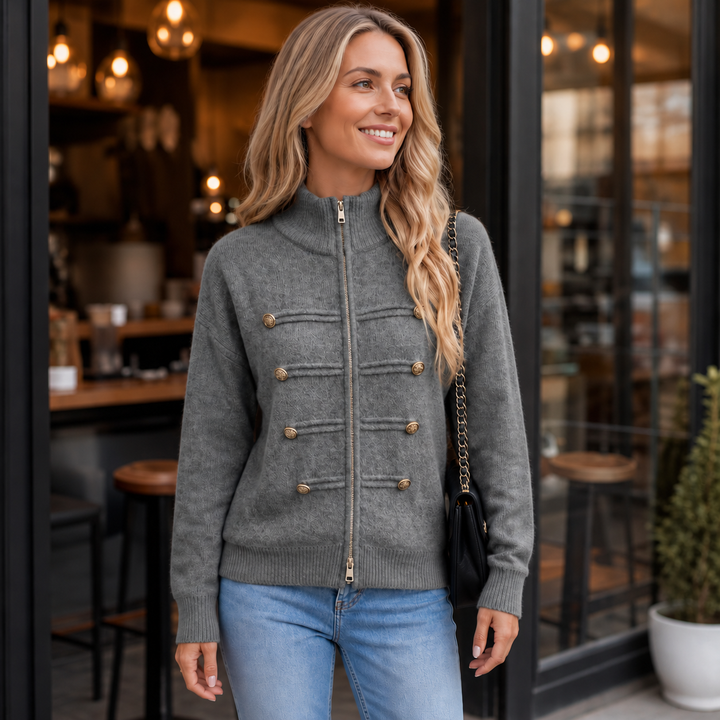 Wearbella – Kurtka z podwójnym zamkiem i prążkowanym splotem