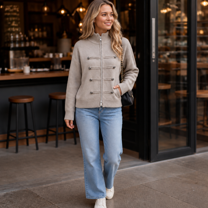 Wearbella – Kurtka z podwójnym zamkiem i prążkowanym splotem