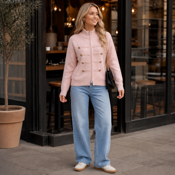 Wearbella – Kurtka z podwójnym zamkiem i prążkowanym splotem