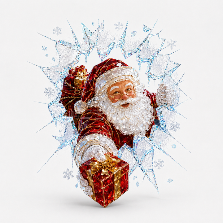 Frostcrack – 3D Przyklejka na Okno z Pękniętym Szkłem na Boże Narodzenie