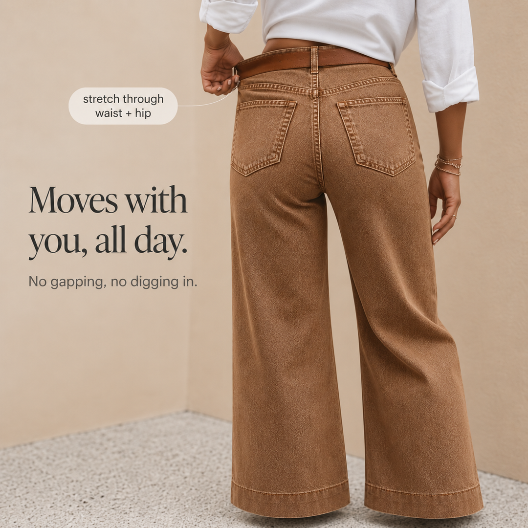 Dżinsy Longline Denim Look – Wysoki Stan, Szerokie Nogi, Vintage Wash
