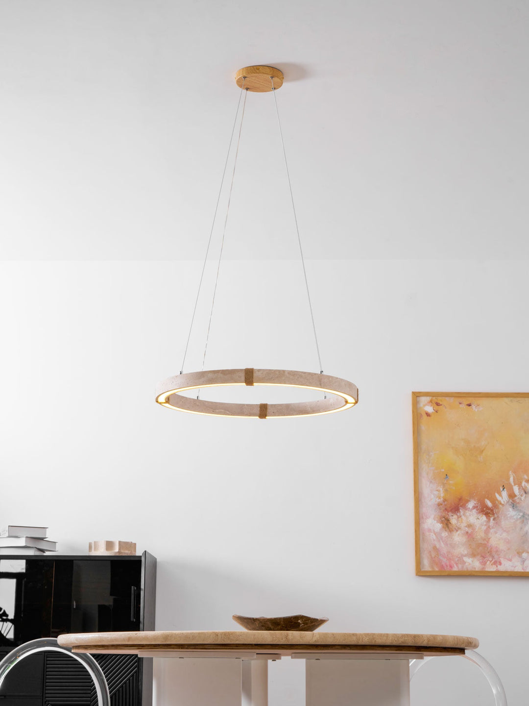 Lampa wisząca z trawertynu Circle