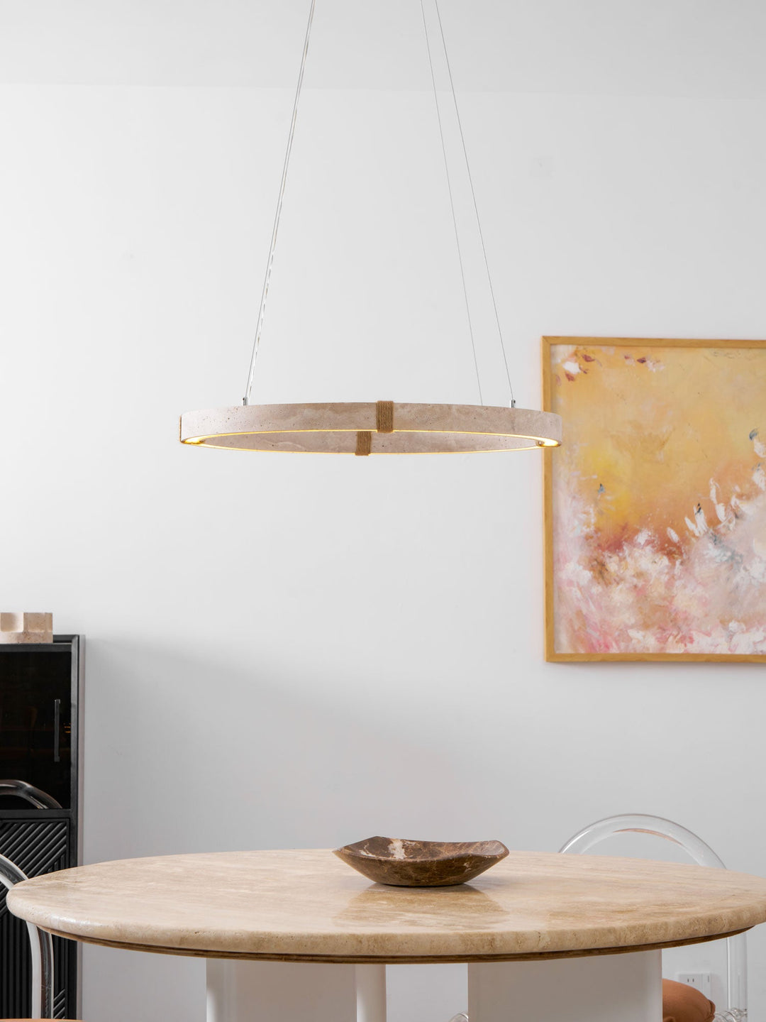 Lampa wisząca z trawertynu Circle