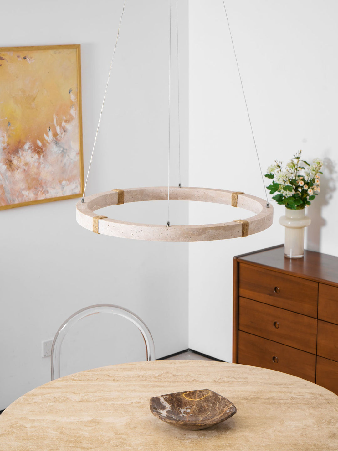 Lampa wisząca z trawertynu Circle