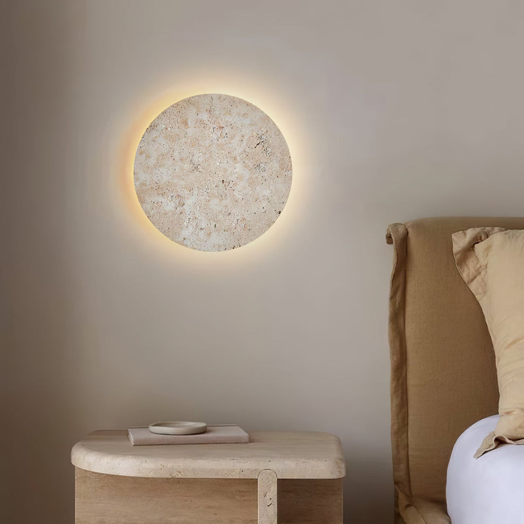 Lampa Ścienna z Travertynu w Kształcie Koła