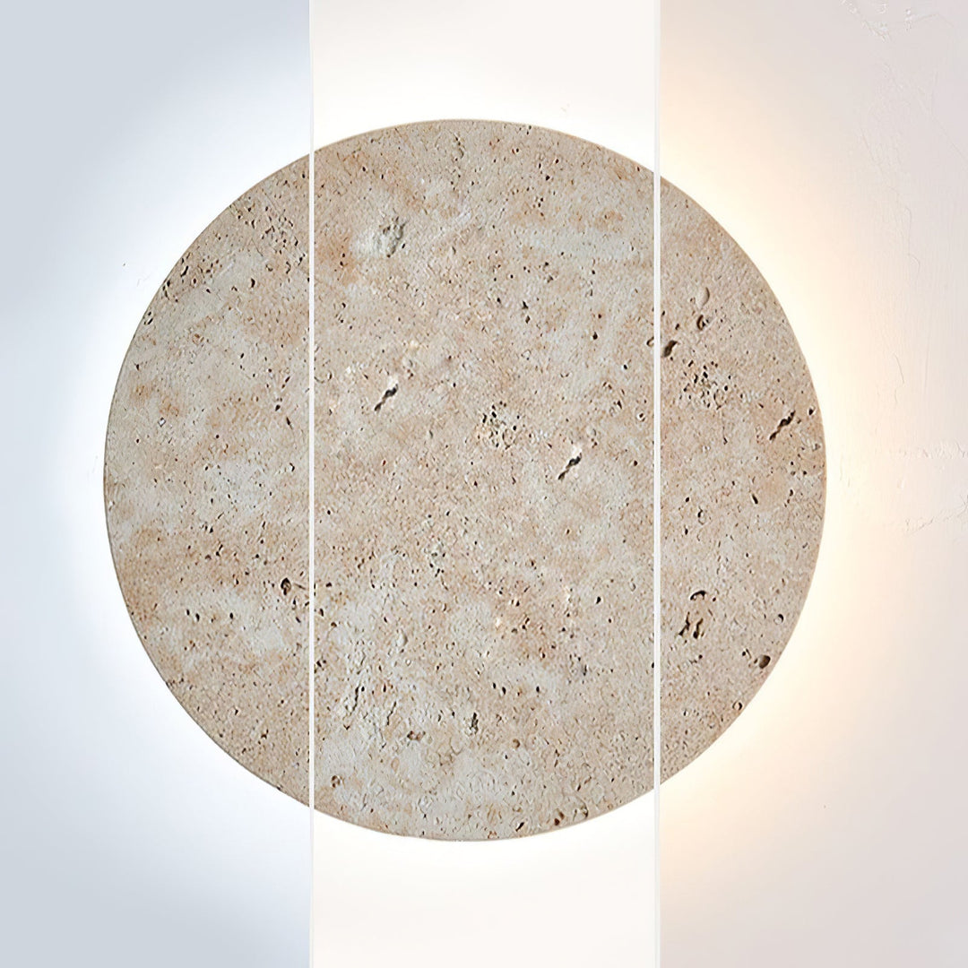 Lampa Ścienna z Travertynu w Kształcie Koła