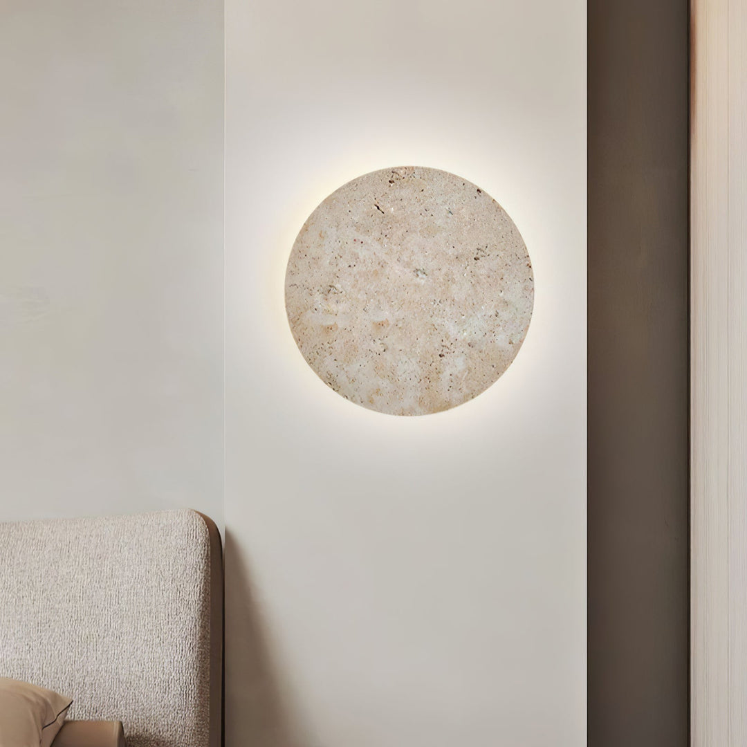 Lampa Ścienna z Travertynu w Kształcie Koła