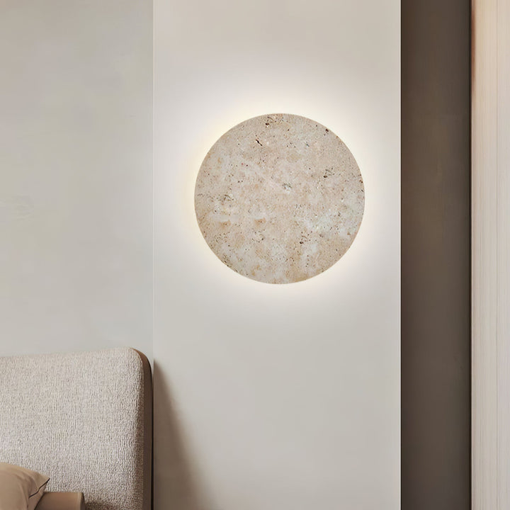 Lampa Ścienna z Travertynu w Kształcie Koła